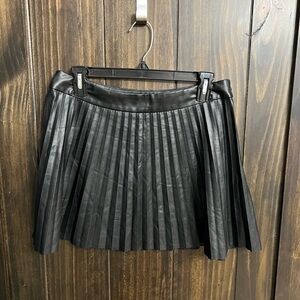 Ellison Black Pleated Faux Leather Mini Skirt
